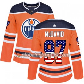 Edmonton Oilers Hockeydrakt Connor McDavid 97 2017-2018 USA Flag Fashion Orange Adidas Authentic - Dame